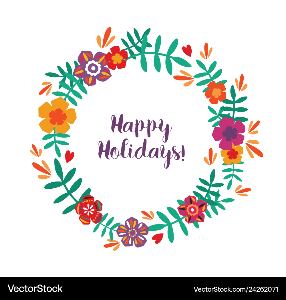 Floral Holiday Wreath Garland Vector Image