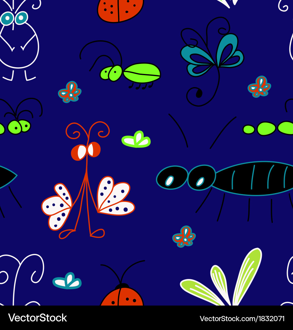 Hand draw abstract seamless pattern of bugs vector image