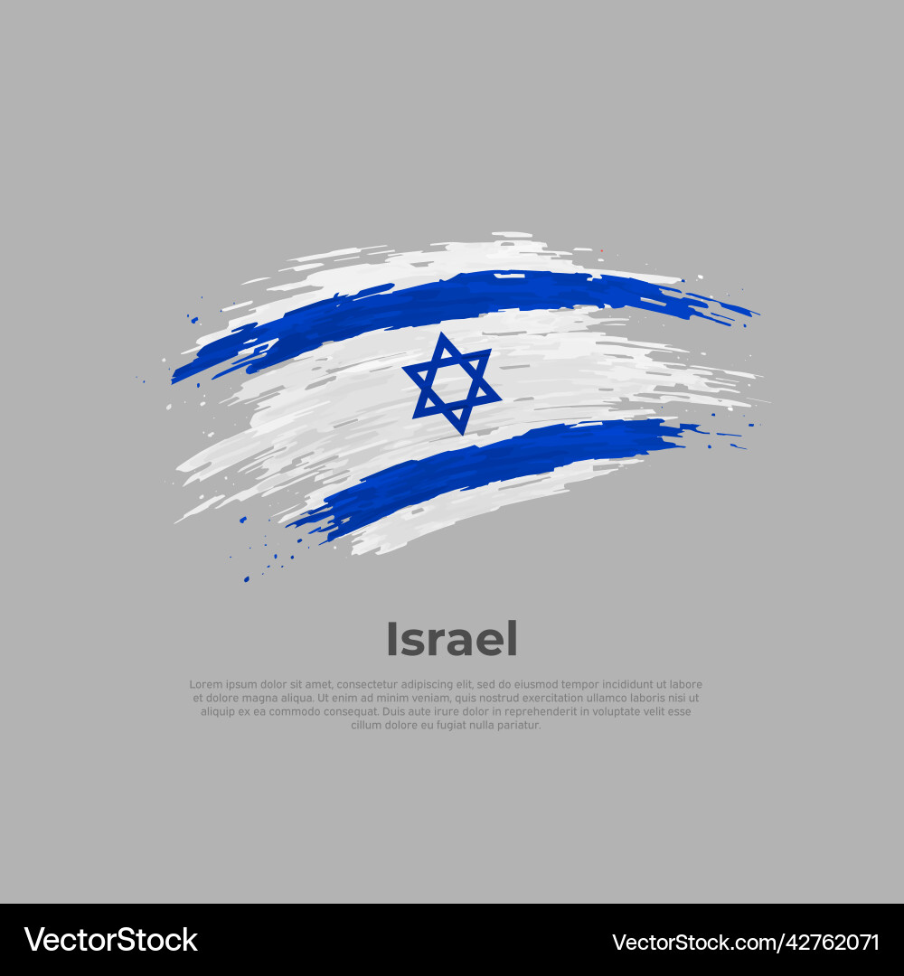 Israel flag brush painted israeli on a white Israel flag brush painted israeli on a white vector image
