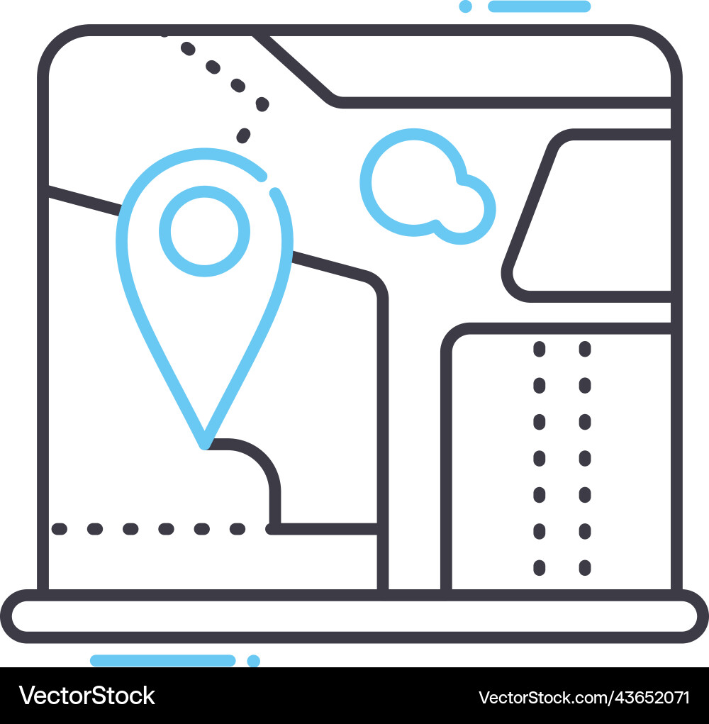 Notebook map line icon outline symbol vector image