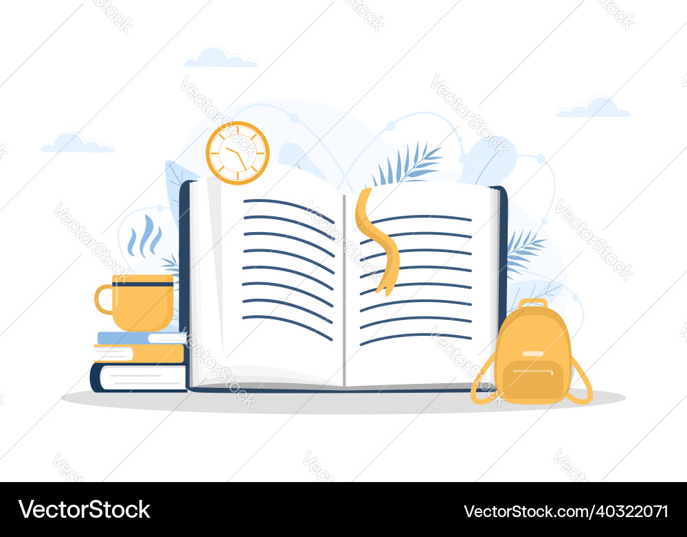 Open book learn and reading concept library Open book learn and reading concept library Vector Image