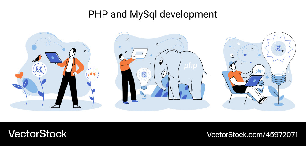 Php and mysql development software website Php and mysql development software website vector image