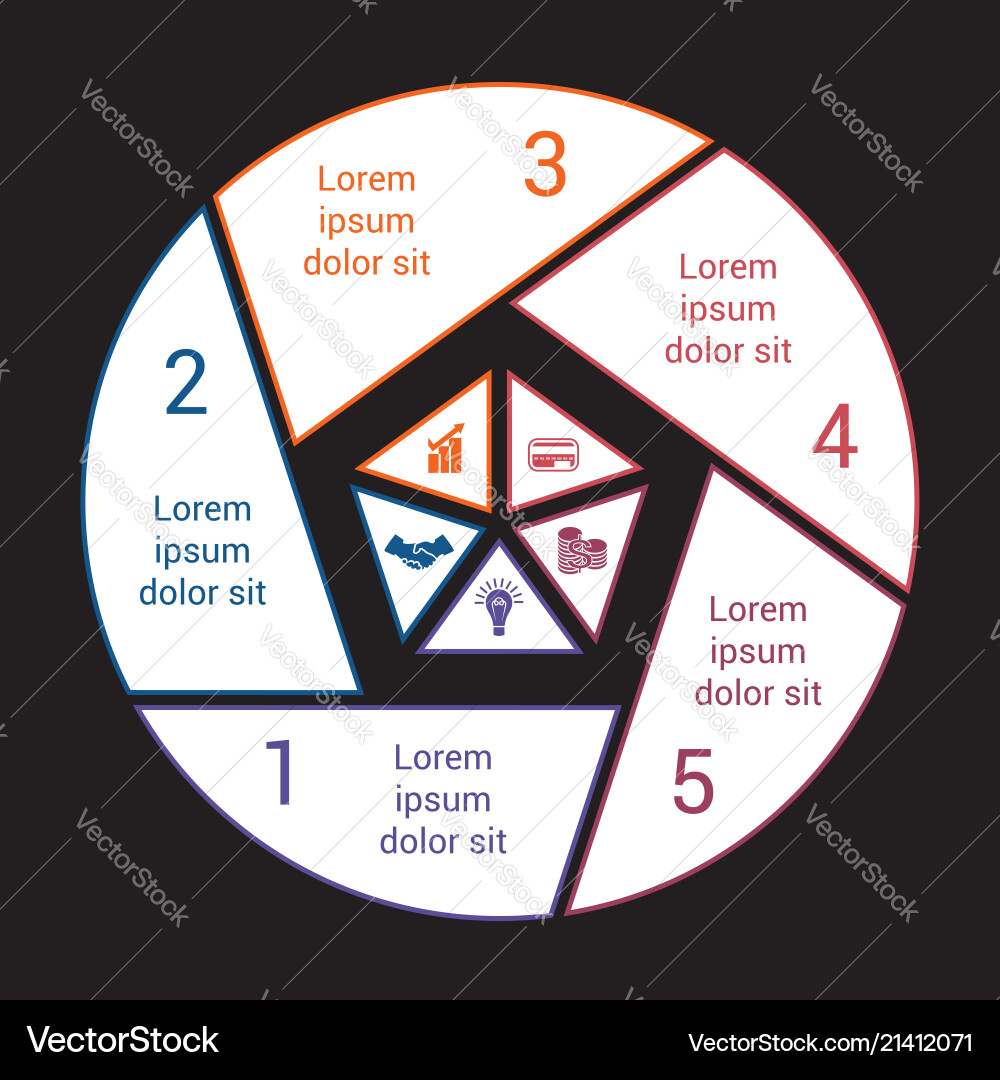 Pie chart with black background from colored Pie chart with black background from colored vector image