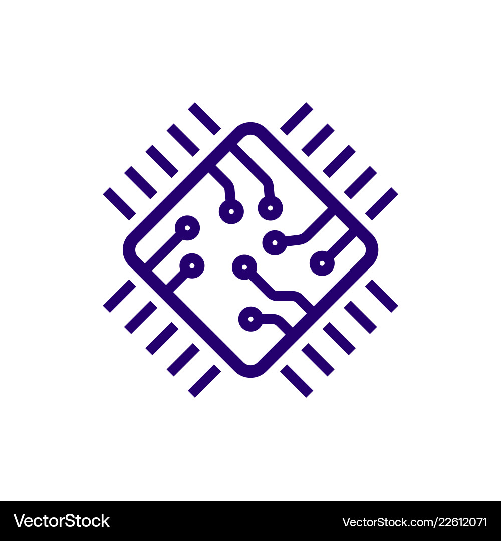 Processor line icon for websites and mobile vector image