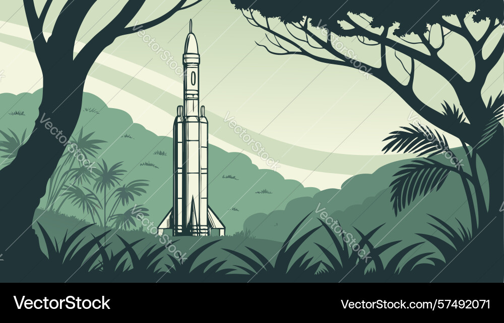 Rocket in forest clearing natures launchpad vector image