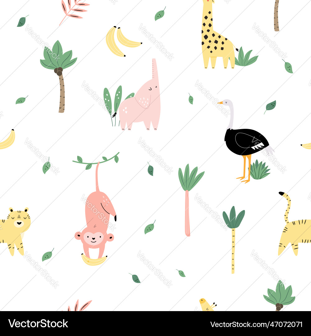 Seamless pattern on white background with funny Vector Image