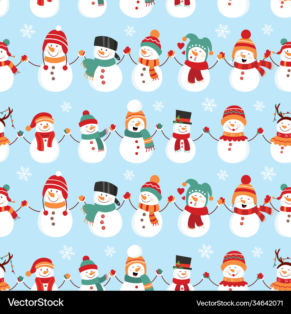 Seamless pattern with snowman design for wrapping Seamless pattern with snowman design for wrapping vector image