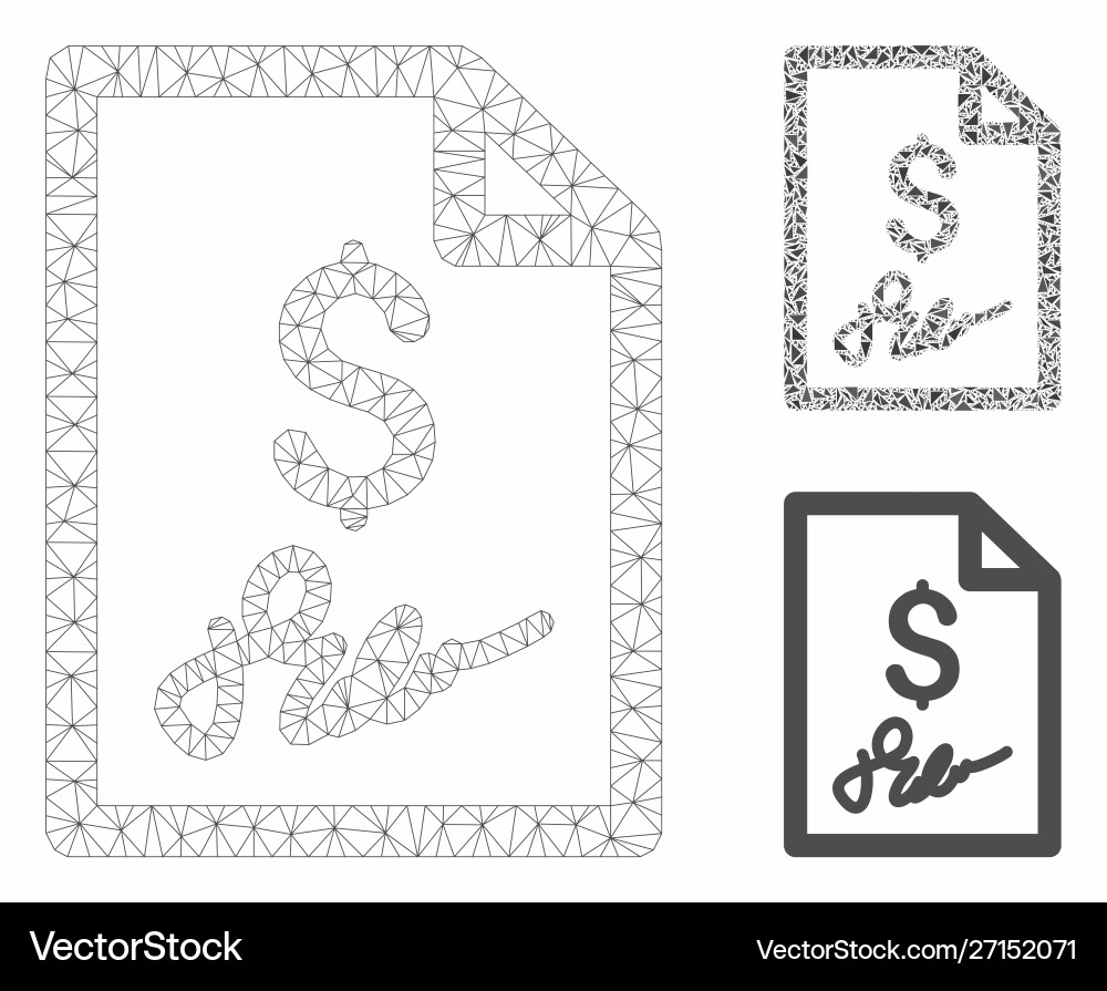 Signed bill mesh 2d model and triangle Signed bill mesh 2d model and triangle vector image