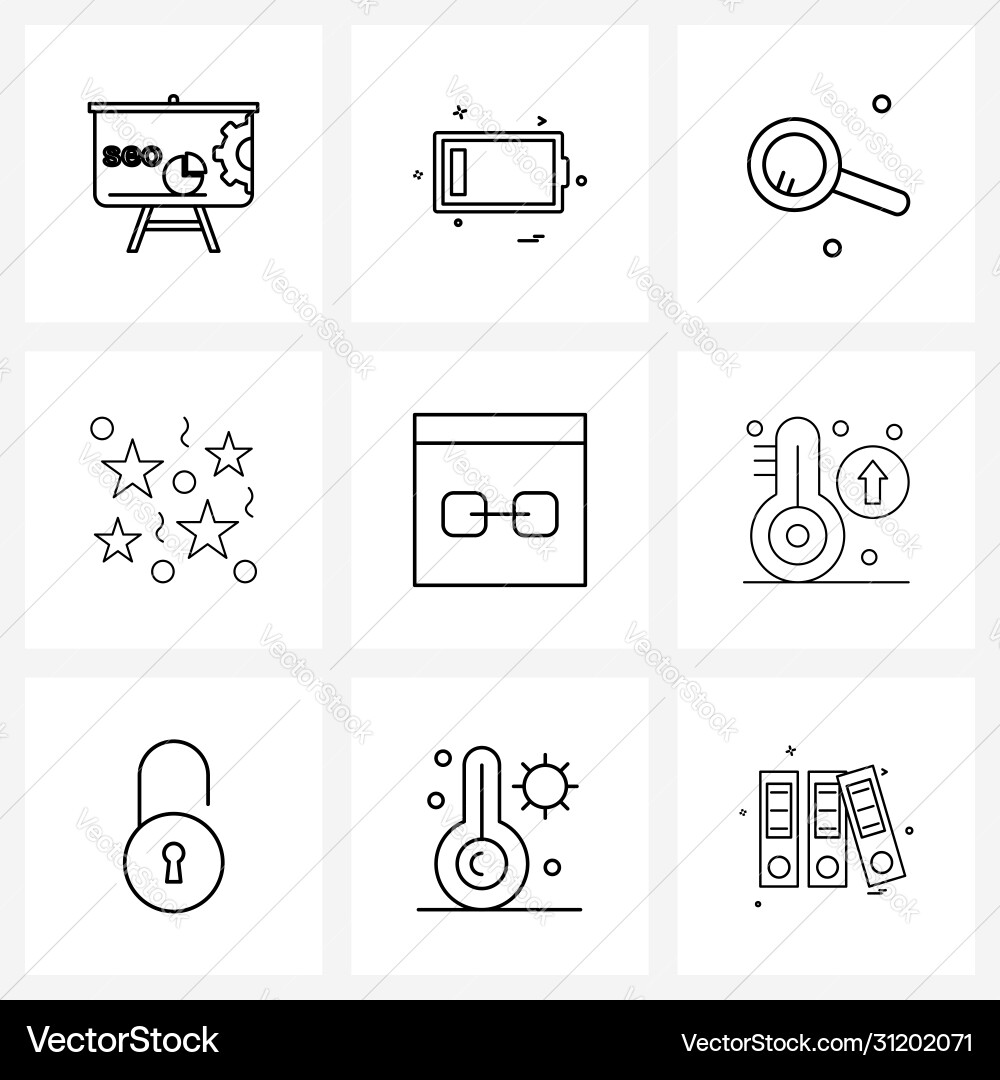 Simple set 9 line icons such as page chain Vector Image