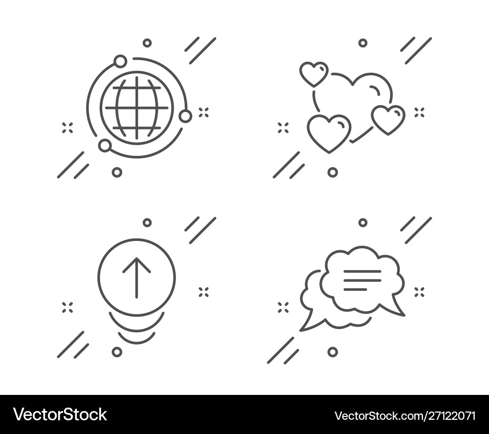Swipe up heart and globe icons set text message vector image