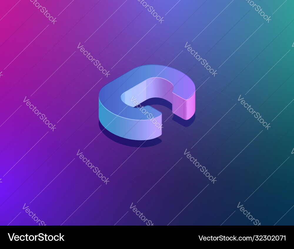 Three dee tech font character c isometric Three dee tech font character c isometric vector image