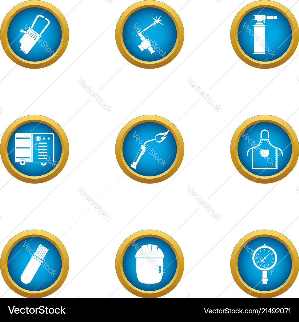 Working with gas icons set flat style Working with gas icons set flat style vector image