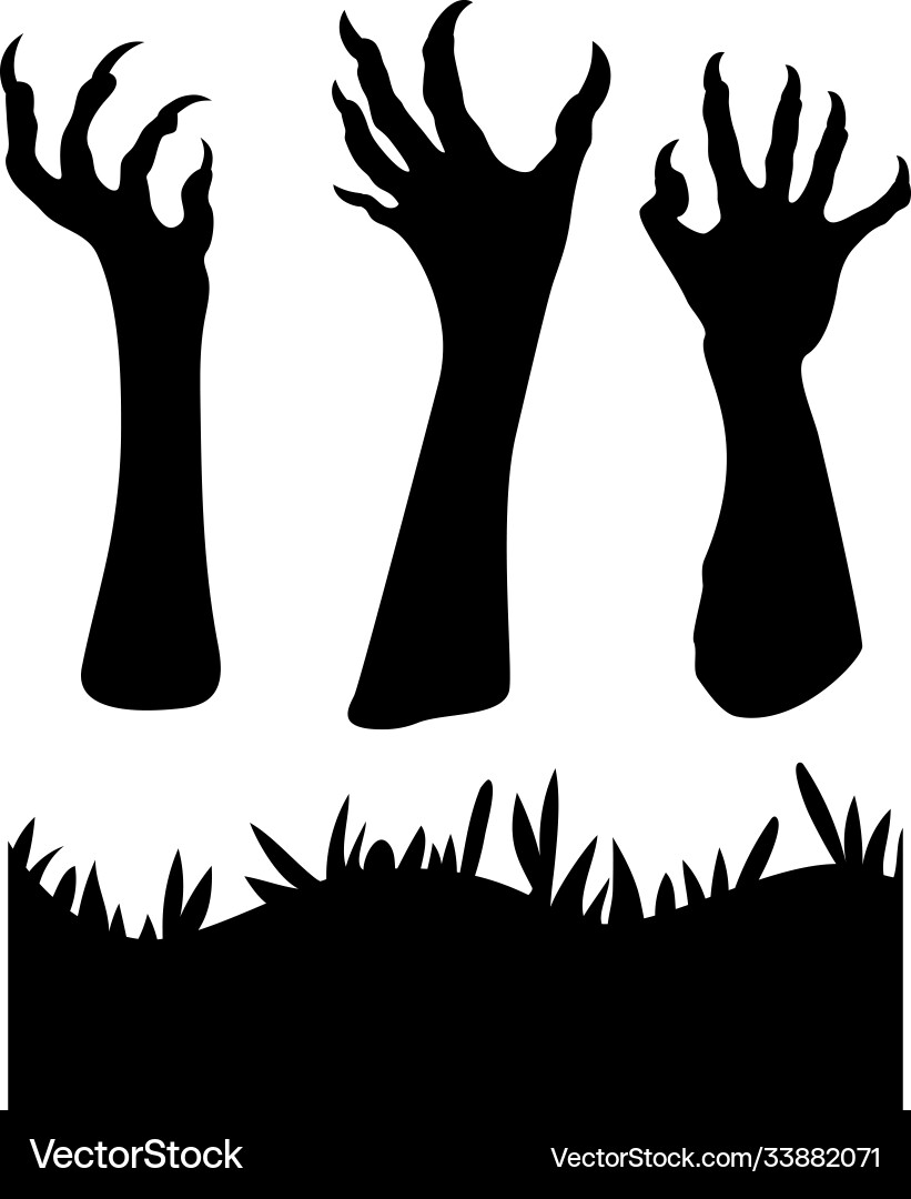 Zombie hands silhouette scary scarecrows Zombie hands silhouette scary scarecrows vector image