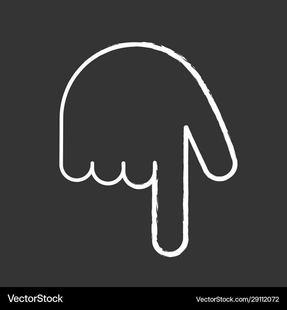 Backhand index pointing down chalk icon Backhand index pointing down chalk icon vector image