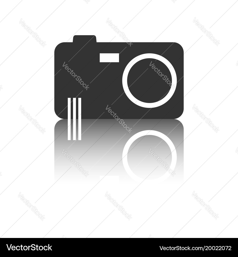 Camera icon with reflection effect on white vector image