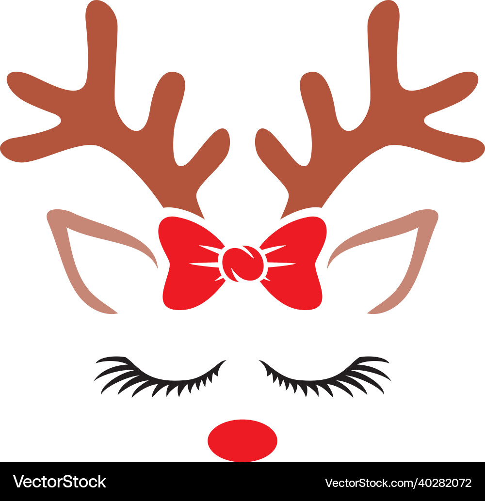 Christmas reindeer with bow Christmas reindeer with bow vector image