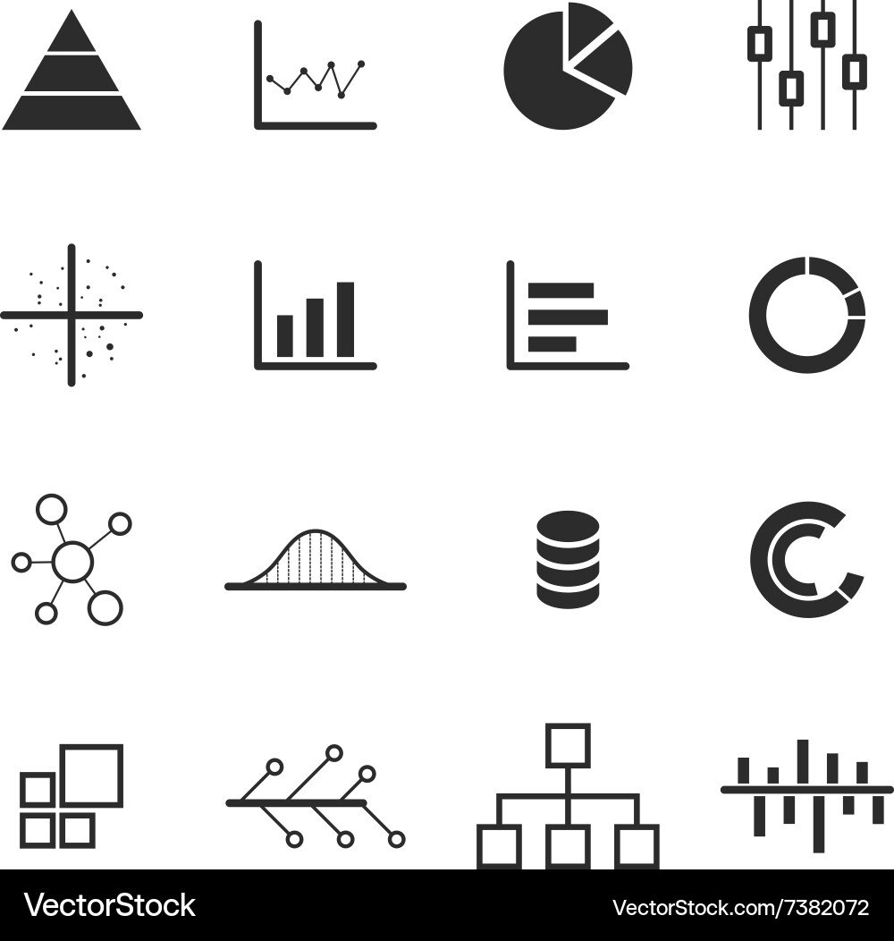 Data chart diagram icon set vector image