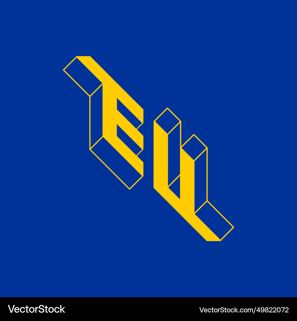 E and u - monogram or logotype isometric 3d font Vector Image