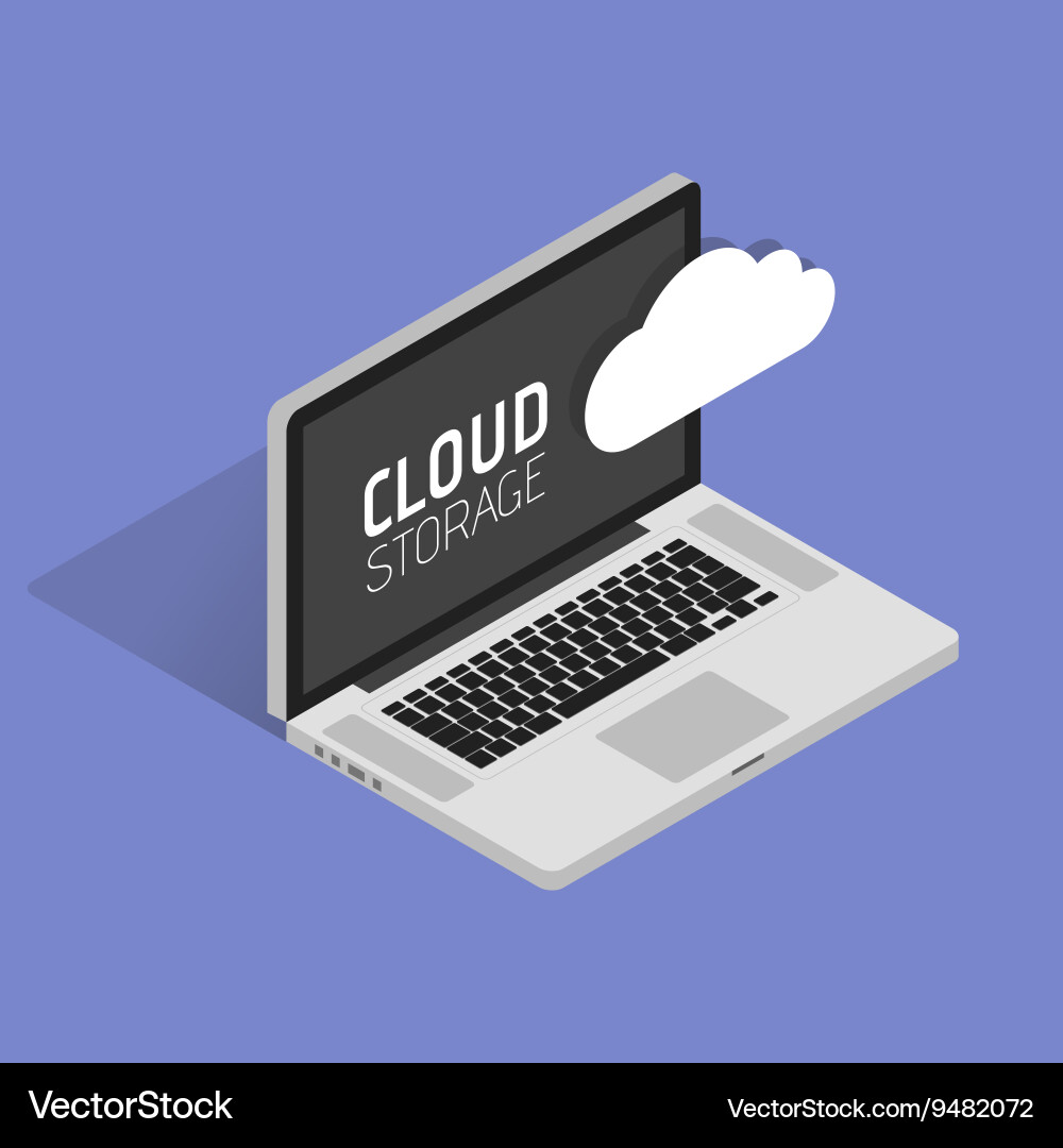 Flat cloud computing background data storage vector image
