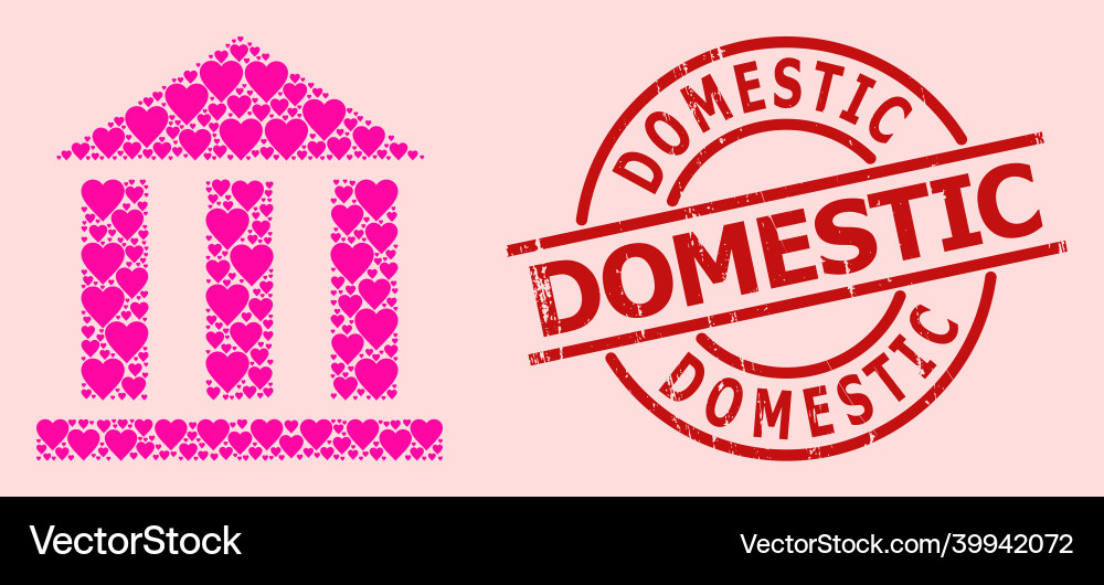 Grunge domestic seal and pink heart library office Grunge domestic seal and pink heart library office vector image