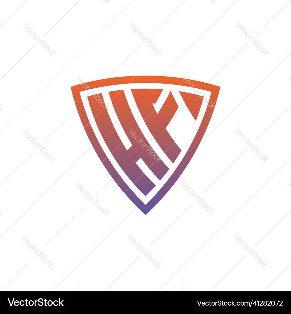 Hf logo shield monogram gradient style design Hf logo shield monogram gradient style design Vector Image