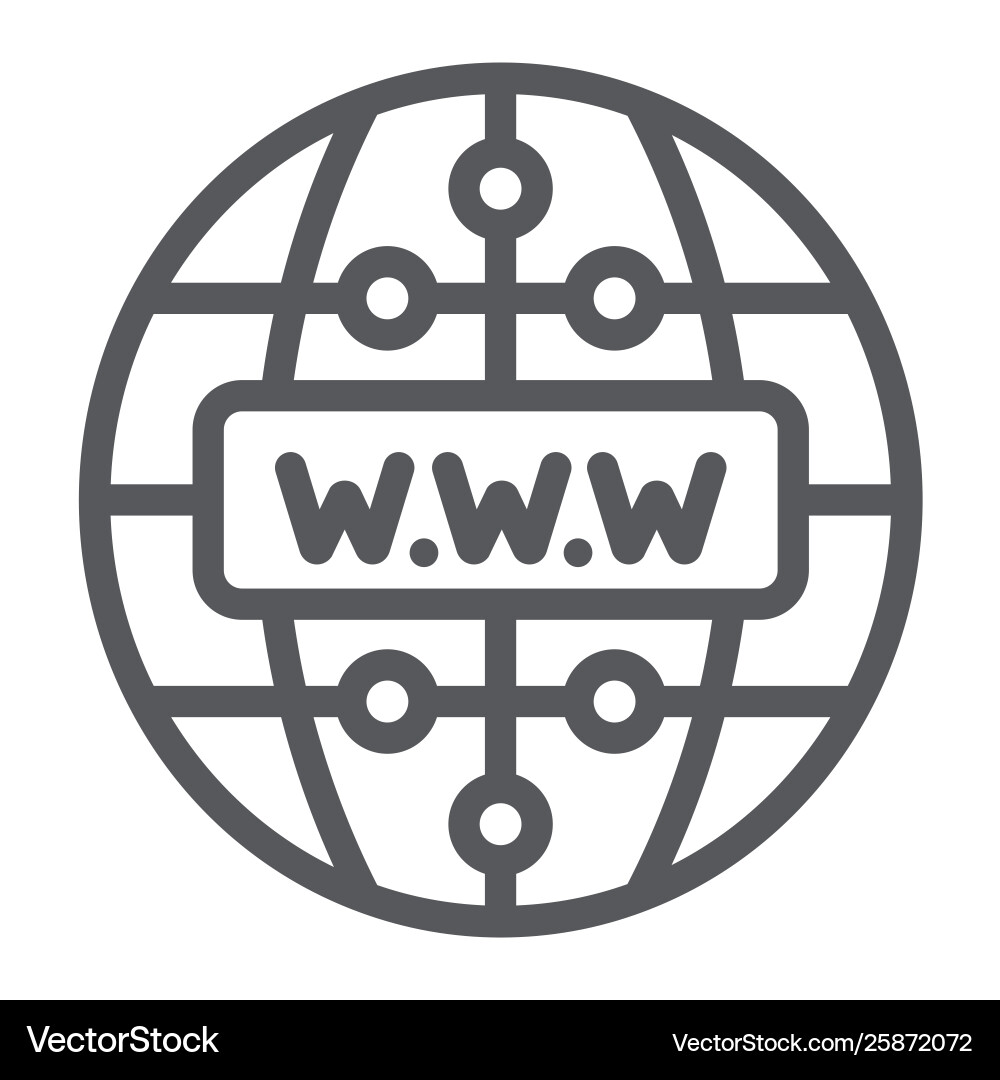 Internet line icon website and globe network Vector Image