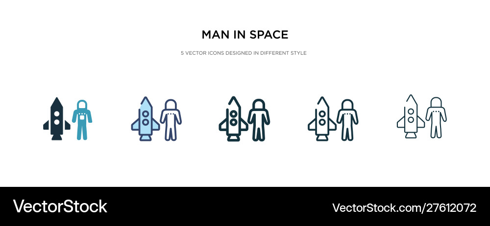 Man in space icon different style two colored Man in space icon different style two colored Vector Image