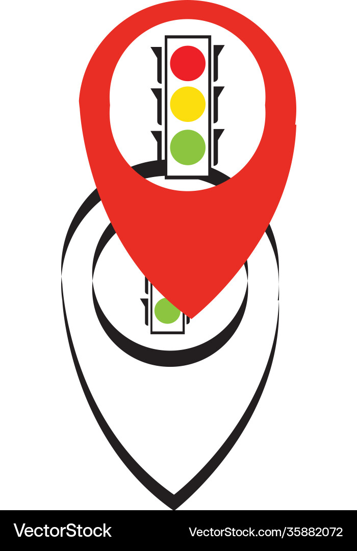 Map pointer traffic light signal - icon Map pointer traffic light signal - icon Vector Image