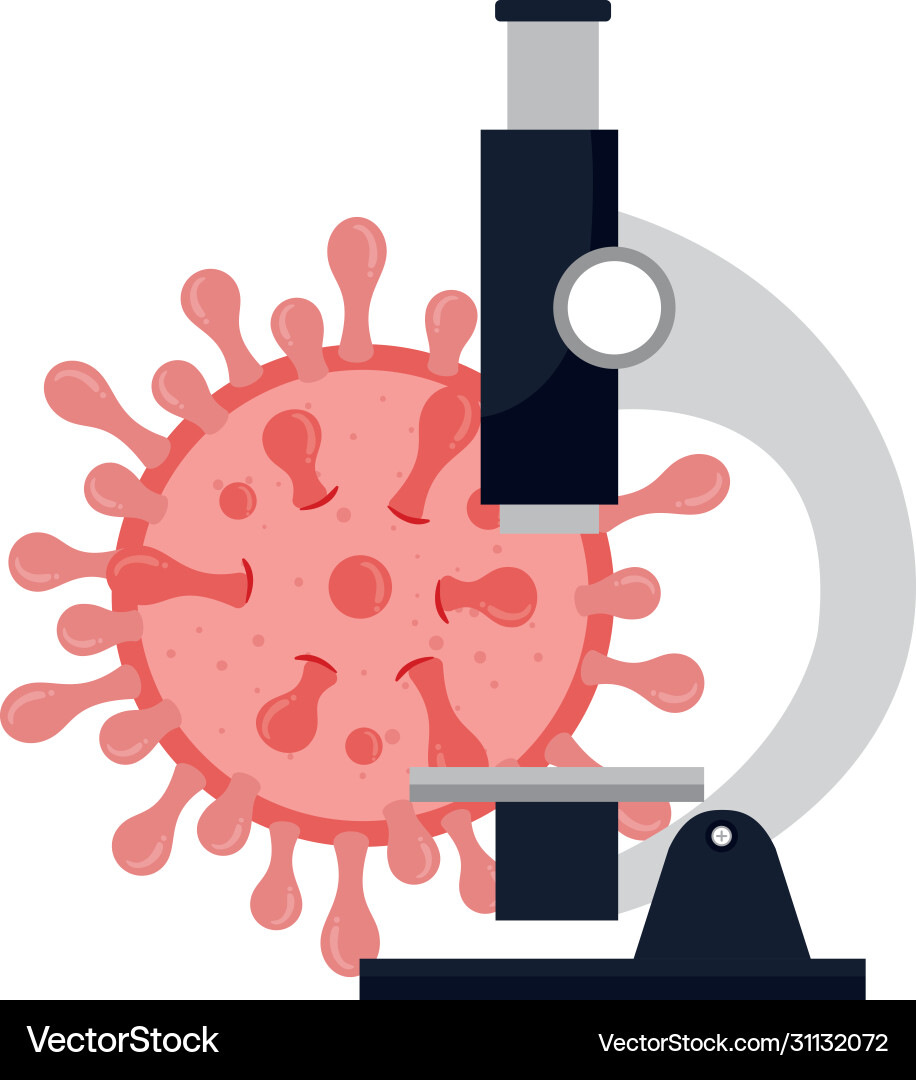 Microscope with particle covid19 19 isolated icon Microscope with particle covid19 19 isolated icon vector image