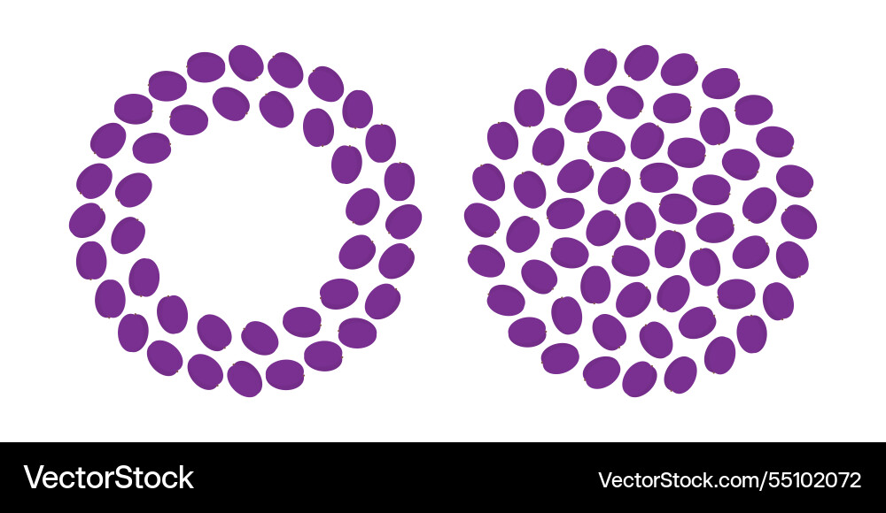 Plums circular frame and round background texture Plums circular frame and round background texture Vector Image