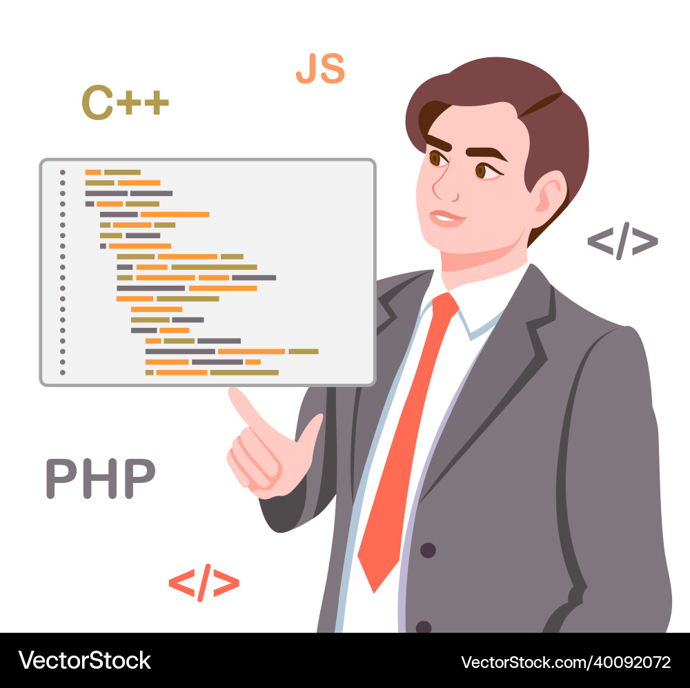 Programmierer mit Code Programmierer mit Code vektorbild