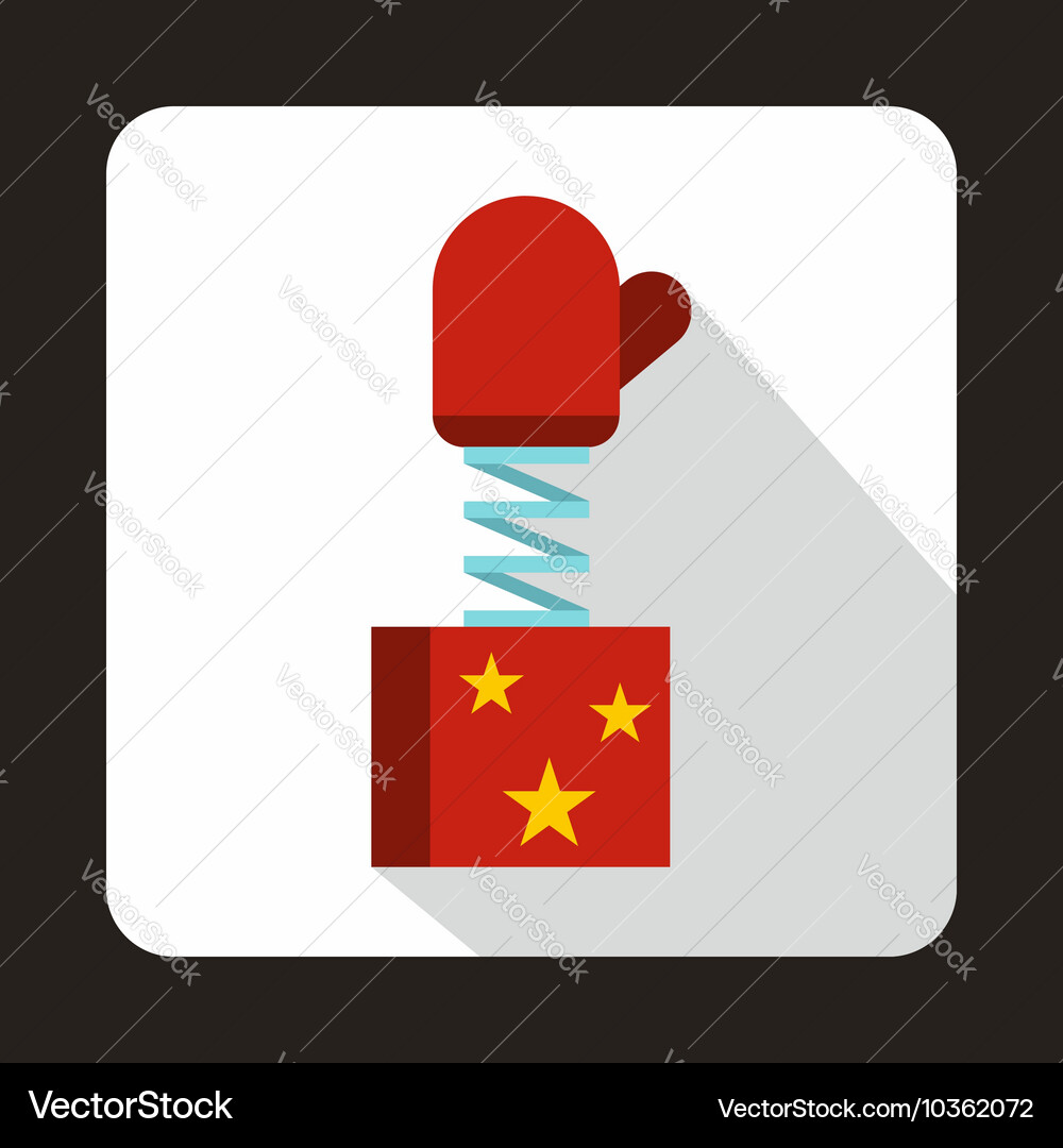 Red mitten jumping out from a box icon Vector Image