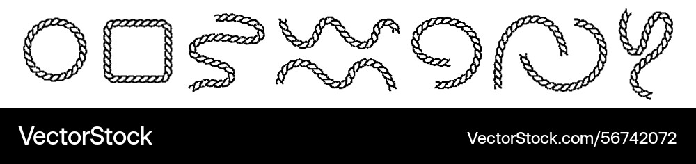 Round rope frame with twisted chain pattern Round rope frame with twisted chain pattern vector image