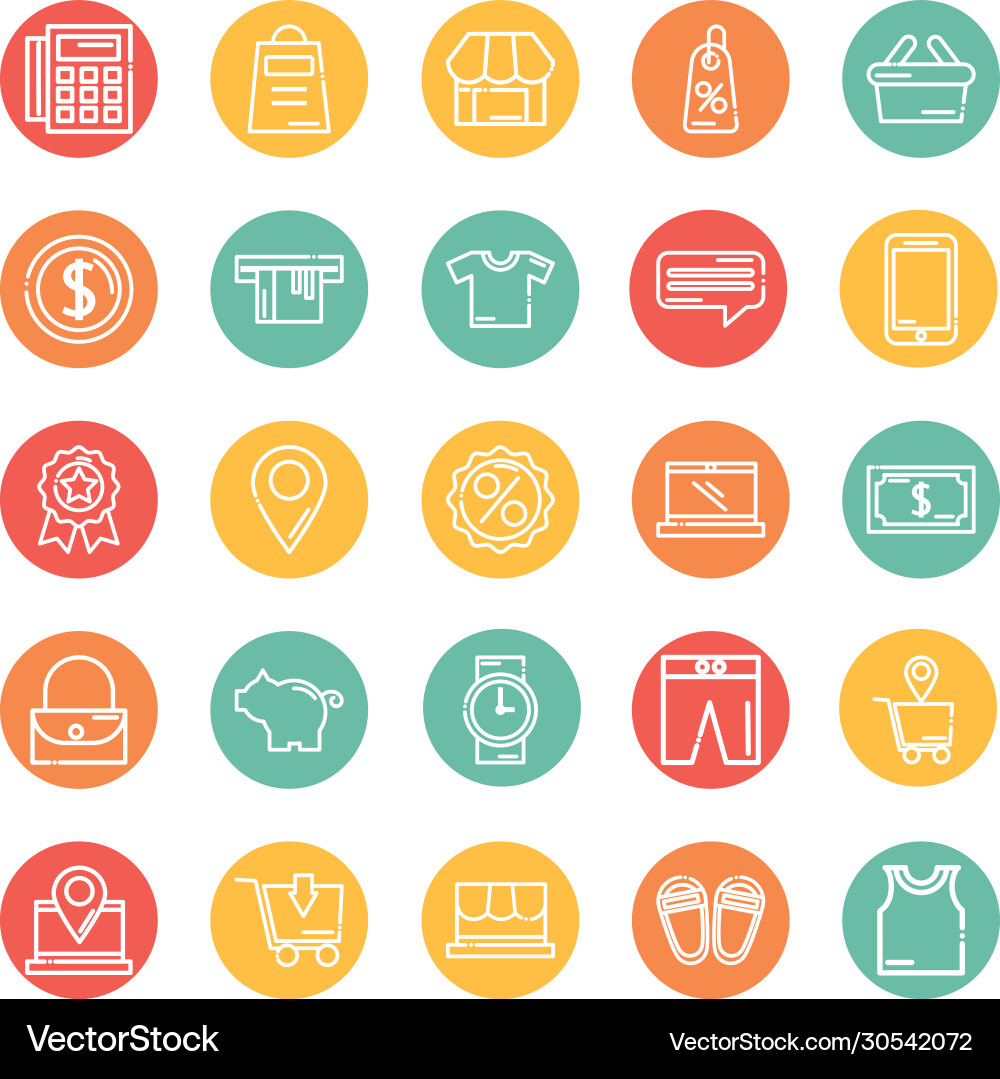Set icons shopping block and flat style icon Vector Image