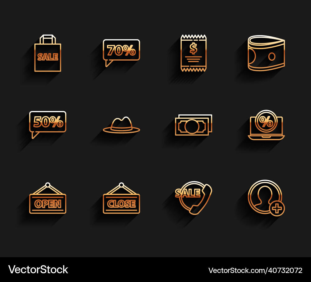 Set line hanging sign with open closed shoping Vector Image
