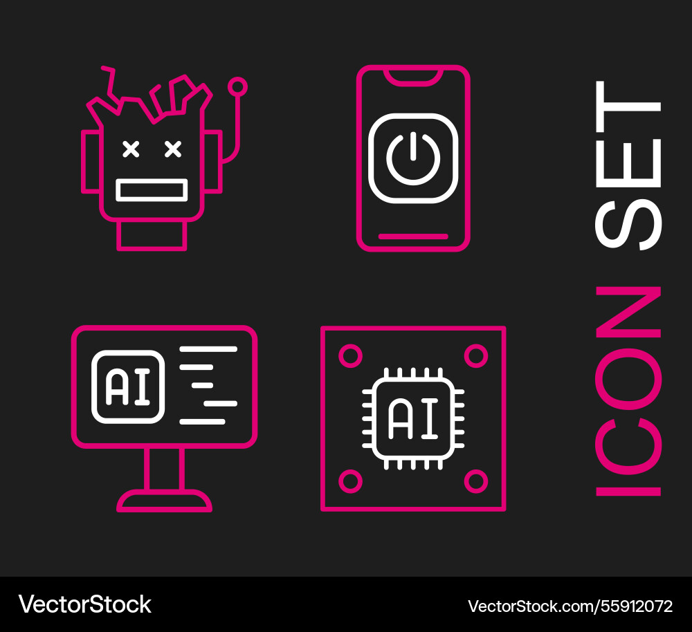 Set line processor with microcircuits cpu Vector Image