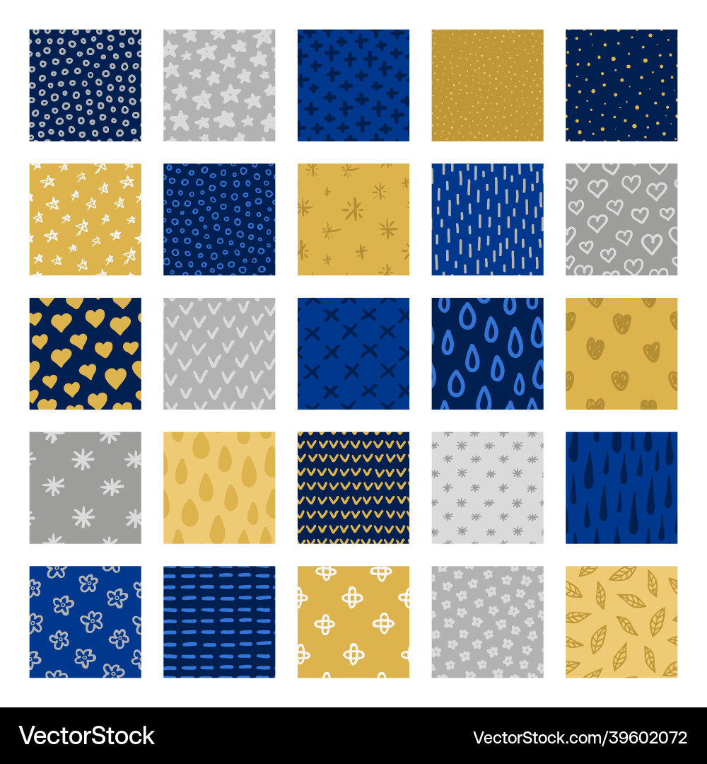 Set of hand drawn seamless patterns with textures Set of hand drawn seamless patterns with textures vector image