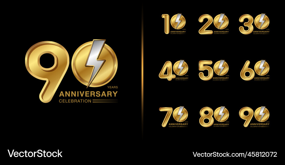 Set of premium anniversary logotype golden Set of premium anniversary logotype golden vector image