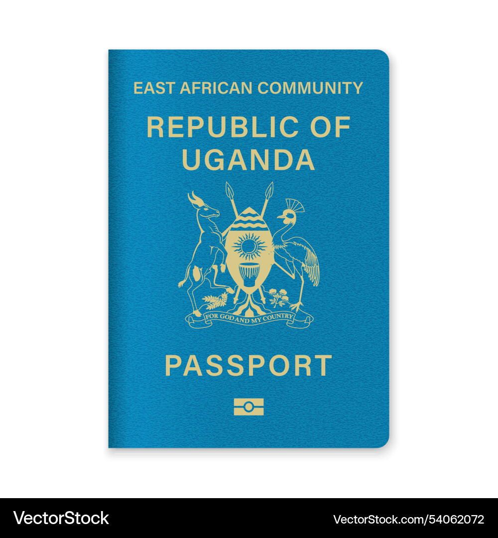 Uganda Passbezug mit goldenem Emblem und Text Uganda Passbezug mit goldenem Emblem und Text vektorbild