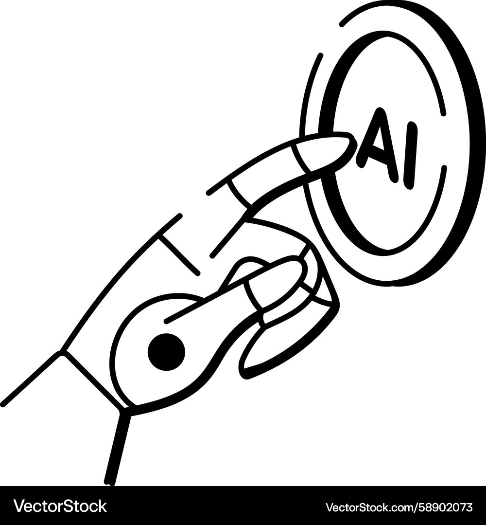 AI Interaction Sketch Icon Vector Image
