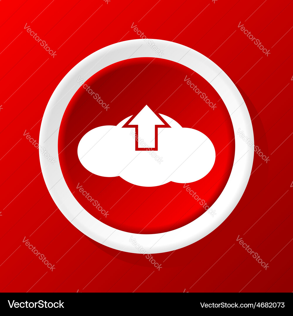Cloud upload icon on red Vector Image