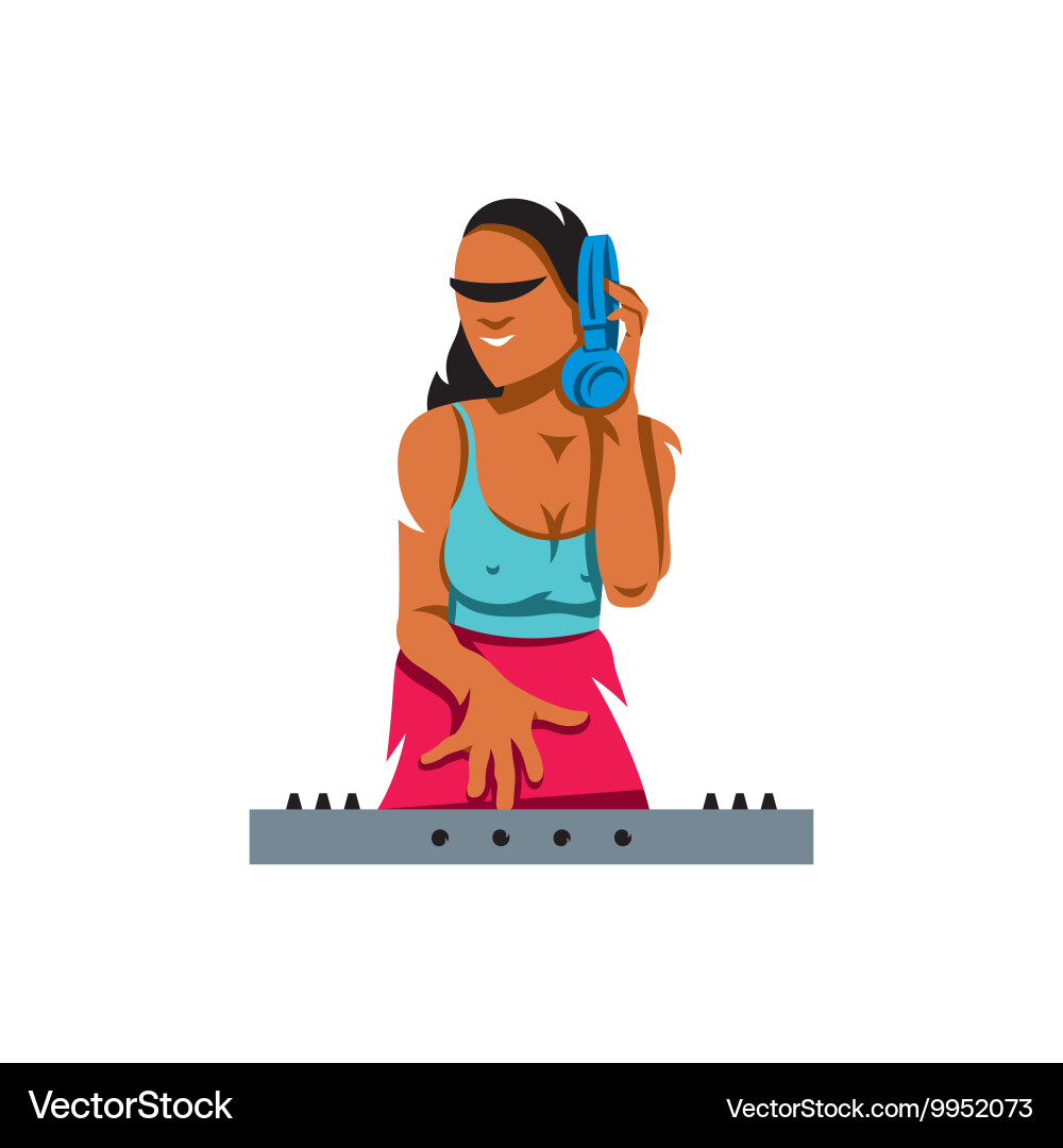 Dj girl cartoon (9952073) – Royalty-Free Vector | VectorStock, image size:1000x1080