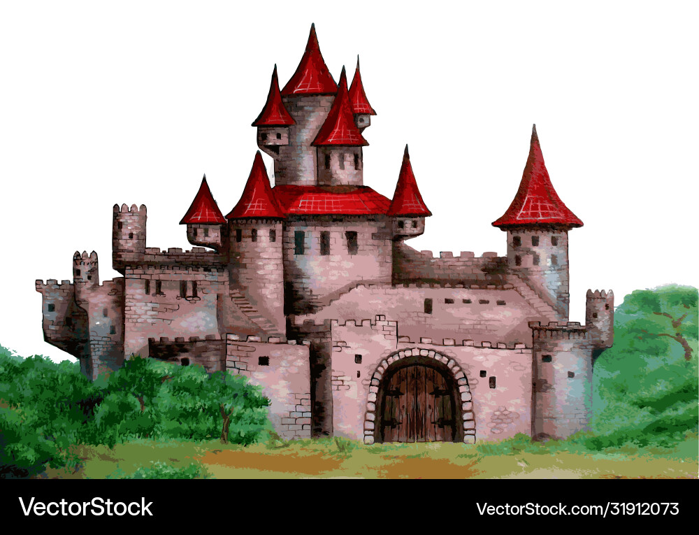 Fairytale castle medieval isolated Fairytale castle medieval isolated vector image
