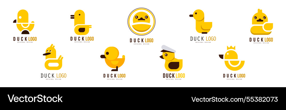 Gelbe Gummi Ente Logo Design Template Set Gelbe Gummi Ente Logo Design Template Set vektorbild