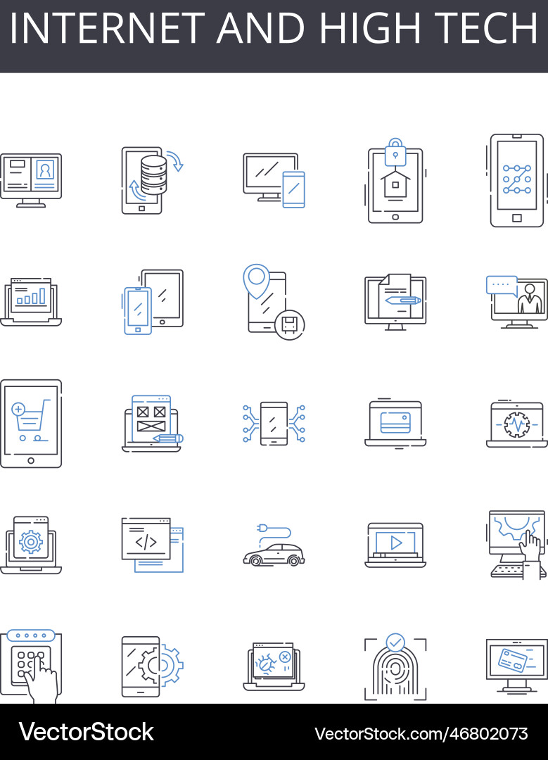 Internet and high tech line icons collection Internet and high tech line icons collection vector image