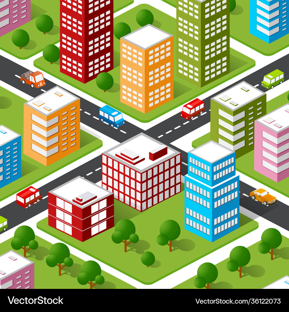 Isometric 3d Straße Innenstadt Architektur Bezirk Isometric 3d Straße Innenstadt Architektur Bezirk vektorbild
