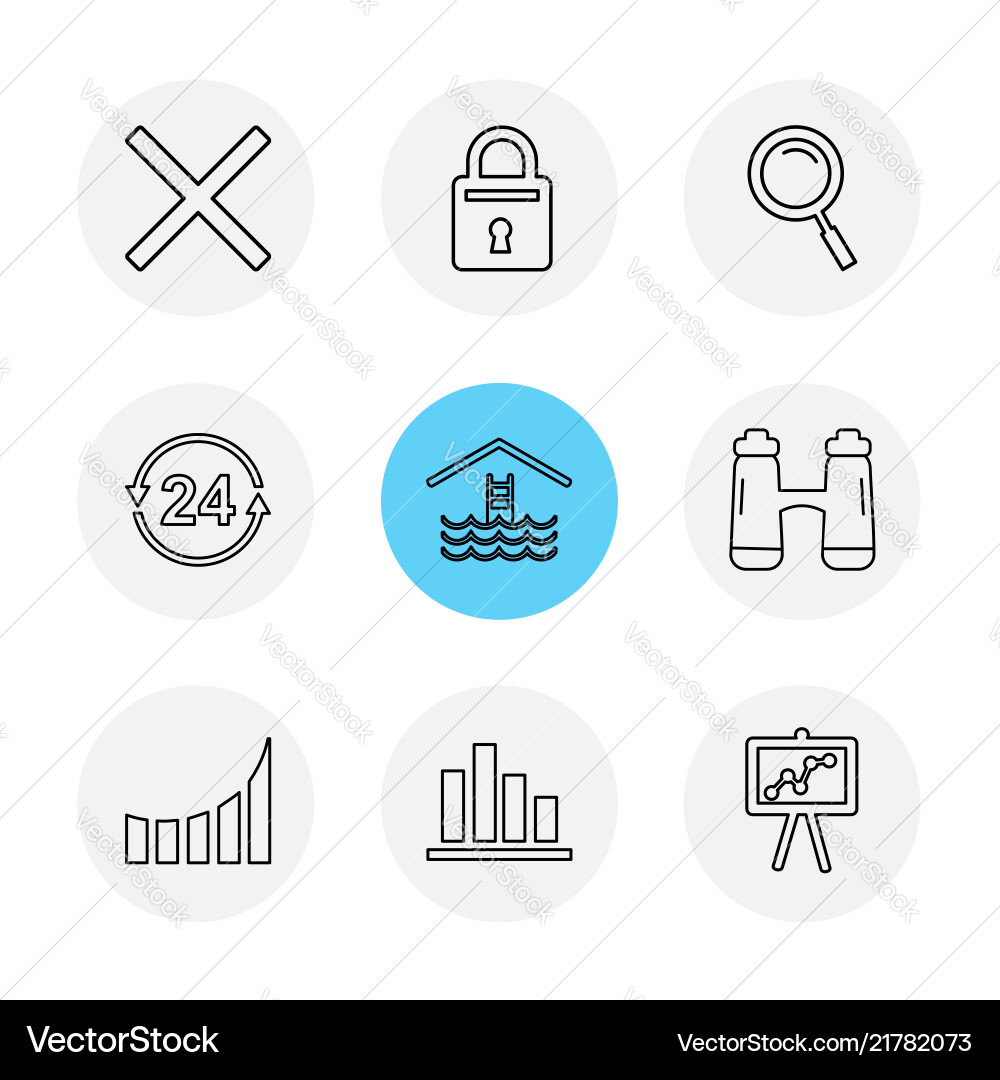 Lock search cross chart graph percentage vector image