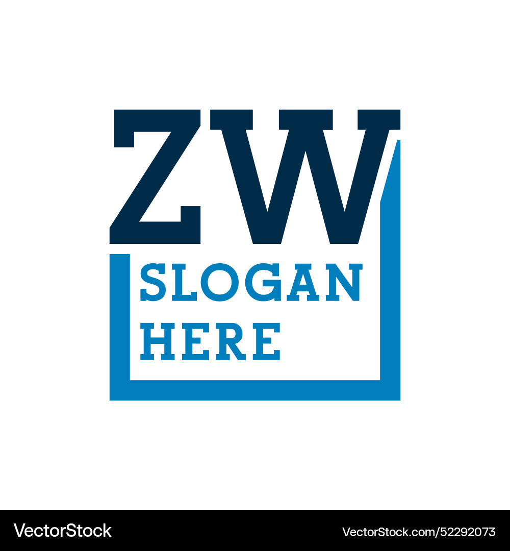 Minimal initials logo letters z and w zw initial Vector Image