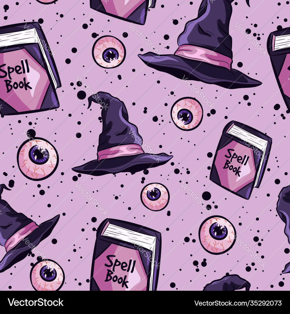 Occult seamless pattern with halloween objects vector image