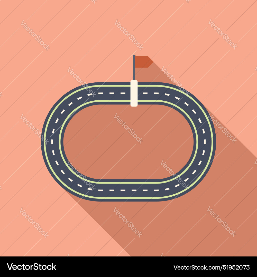 Oval race track starting line with checkered flag Oval race track starting line with checkered flag vector image